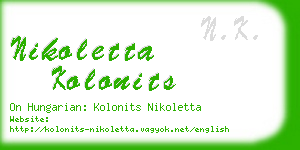 nikoletta kolonits business card